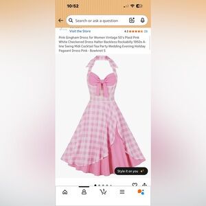 Pink Gingham Halter Sundress